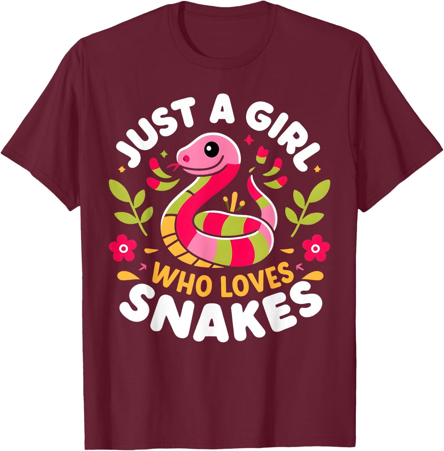 Snake Girl - I Love Snakes - Woman Snakes T-Shirt - T-Shirt | Maroon