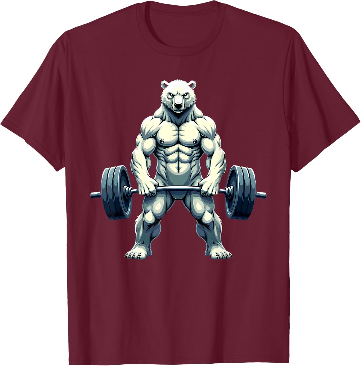 Workout Gym Polar Bear Deadlift Weightlifting T-Shirt - T-Shirt | Maroon