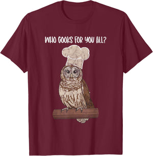 Barred Owl Chef owl lover, bird fan birder T-Shirt - T-Shirt | Maroon