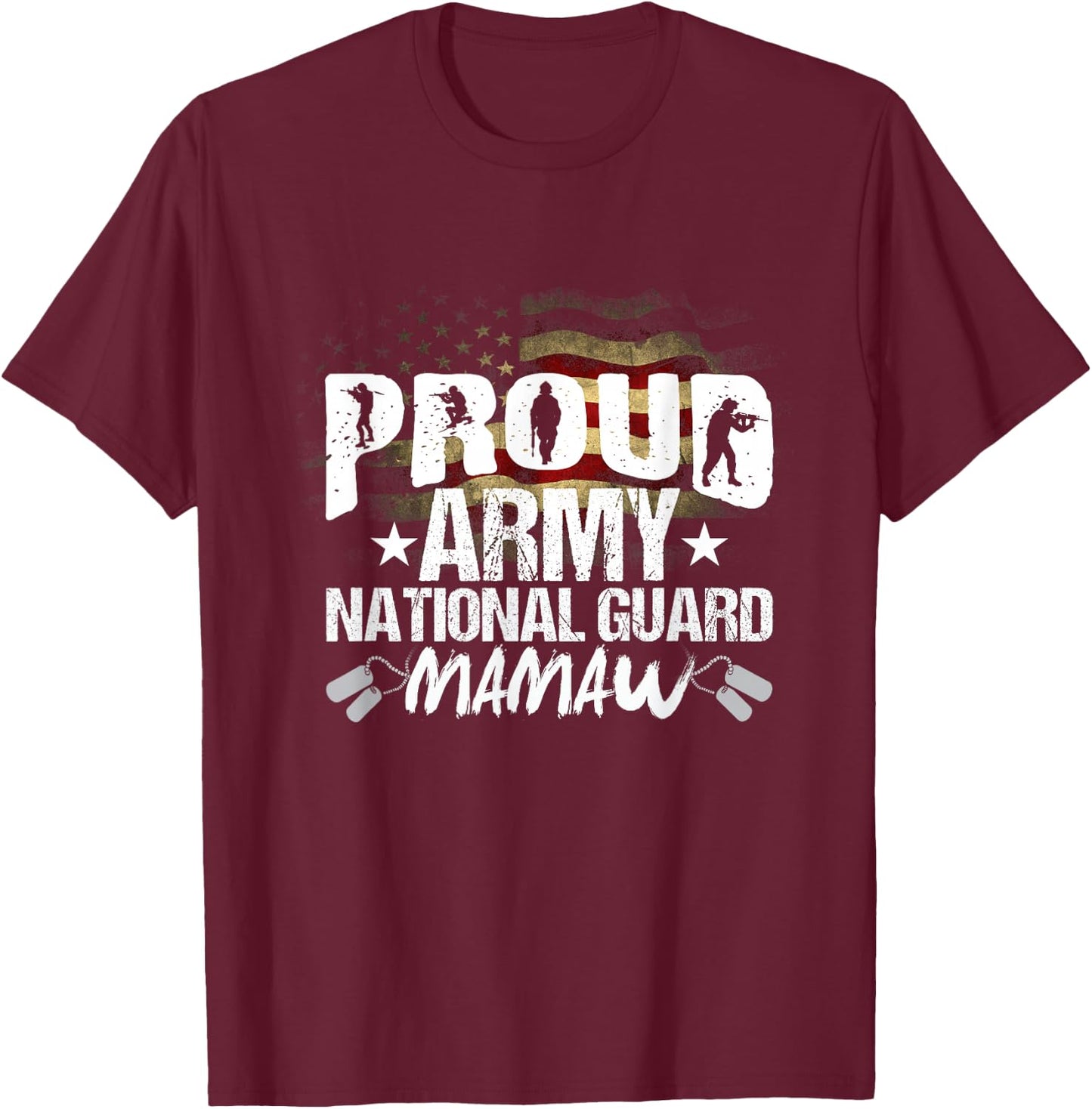 Proud Army National Guard Mamaw Veteran On 4th July T-Shirt - T-Shirt | Maroon