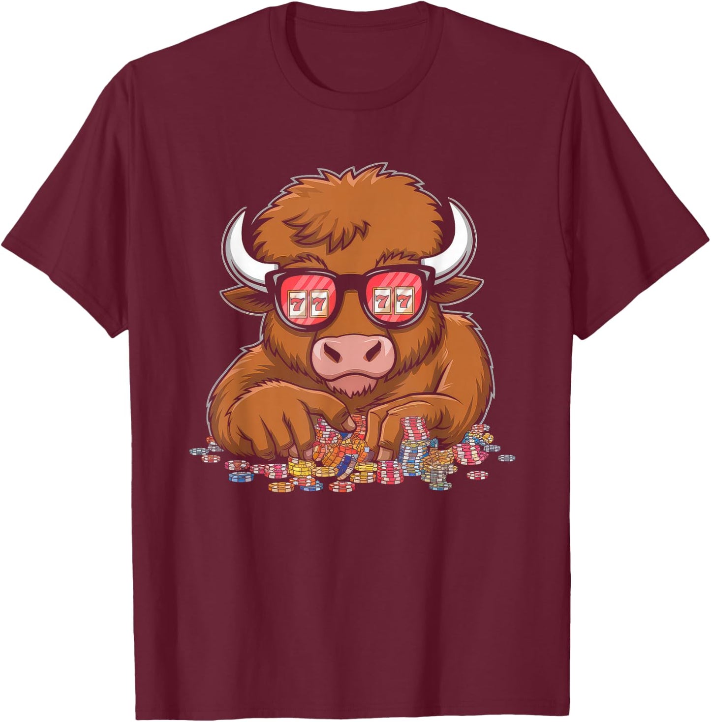Lucky Buffalo Casino Slot Machine Gambling Gift Gambler T-Shirt - T-Shirt | Maroon