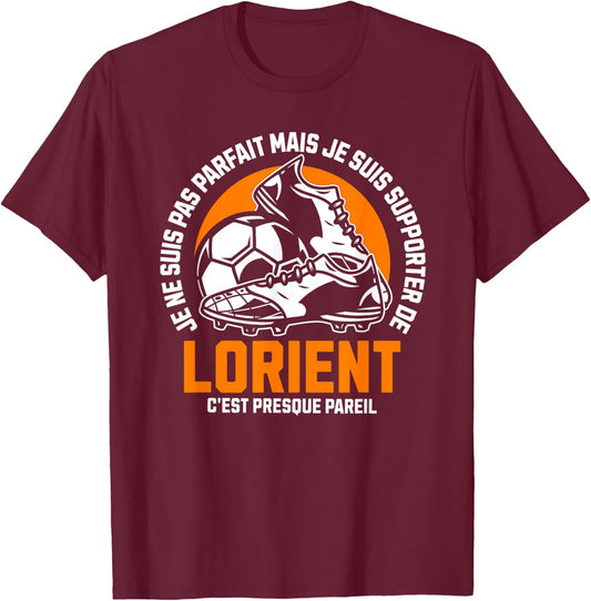 LORIENT FOOT SUPPORTER - FOOTBALL - LORIENTAIS HUMOUR , Black, S T-Shirt - T-Shirt | Maroon