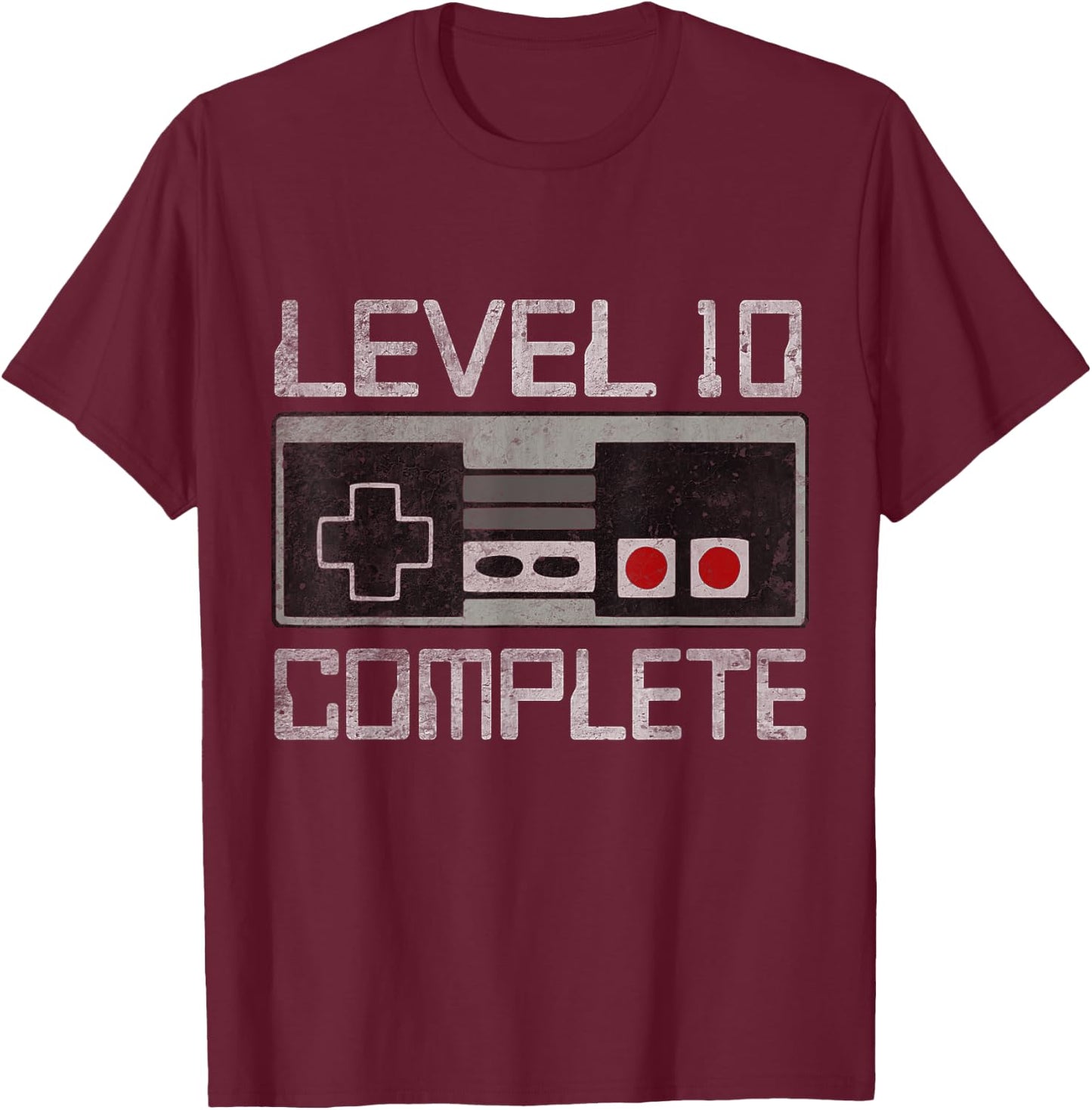 Level 10 Complete 10 Year 10th Wedding Anniversary T-Shirt - T-Shirt | Maroon