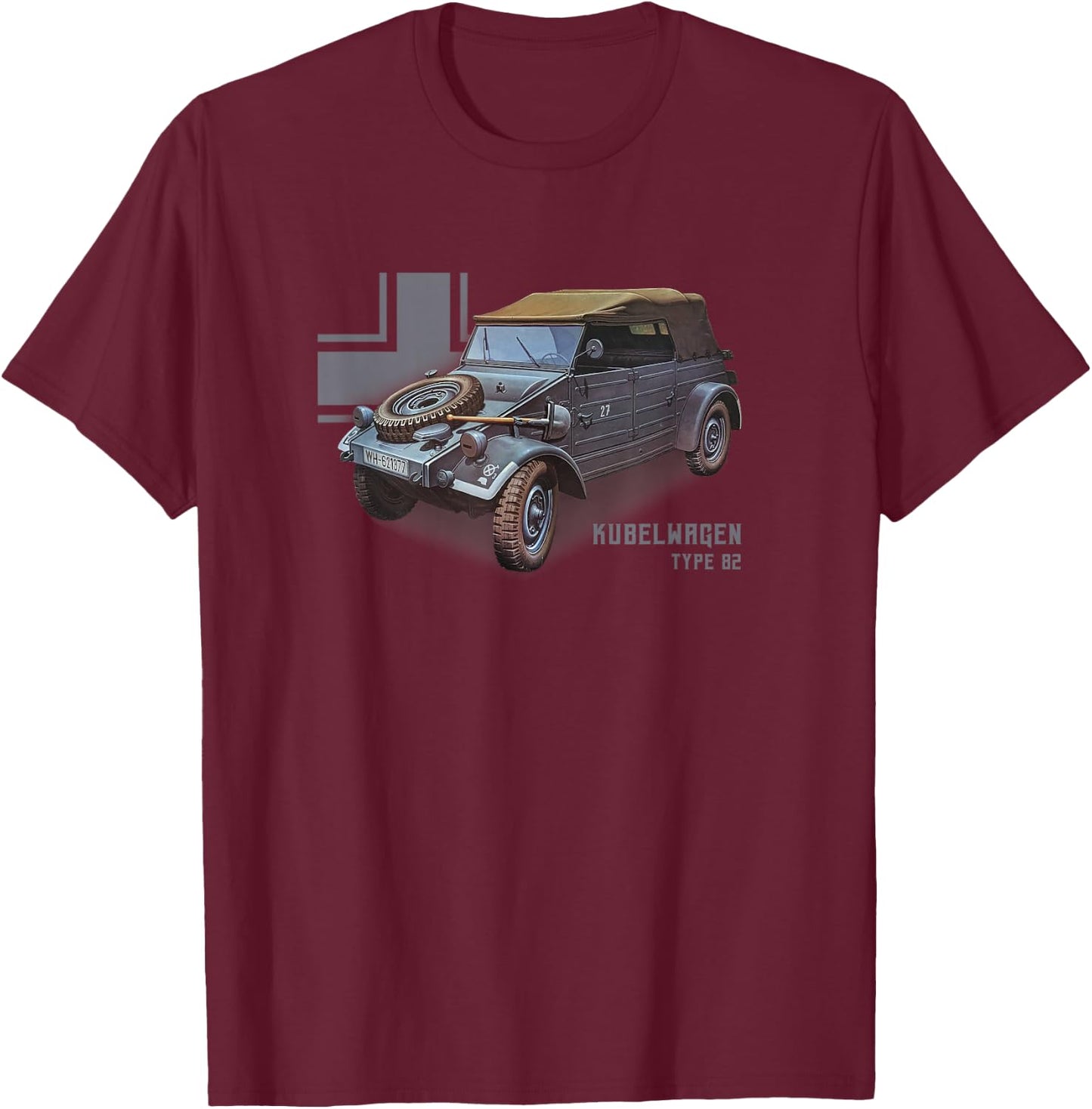 Kubelwagen Type 82 a legend of WW2 T-Shirt - T-Shirt | Maroon