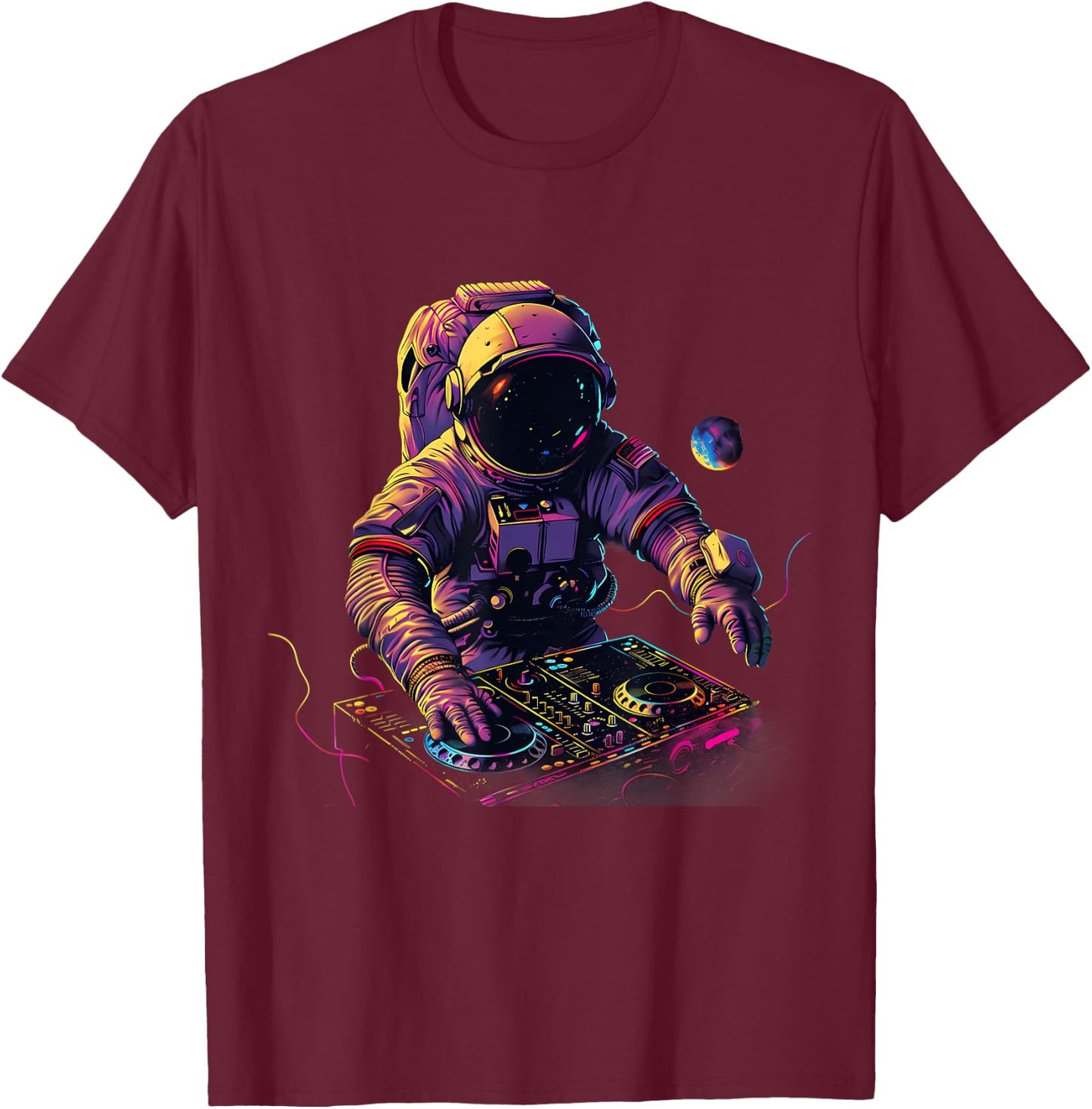 Astronaut DJ Dance Music House Techno Turntable DJ Astronaut T-Shirt - T-Shirt | Maroon