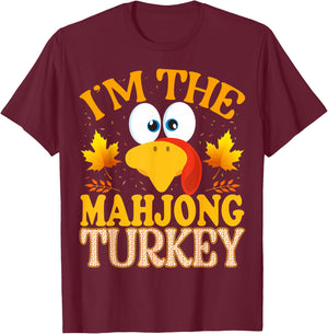 Thanksgiving I'm The Mahjong Turkey Matching T-Shirt - T-Shirt | Maroon