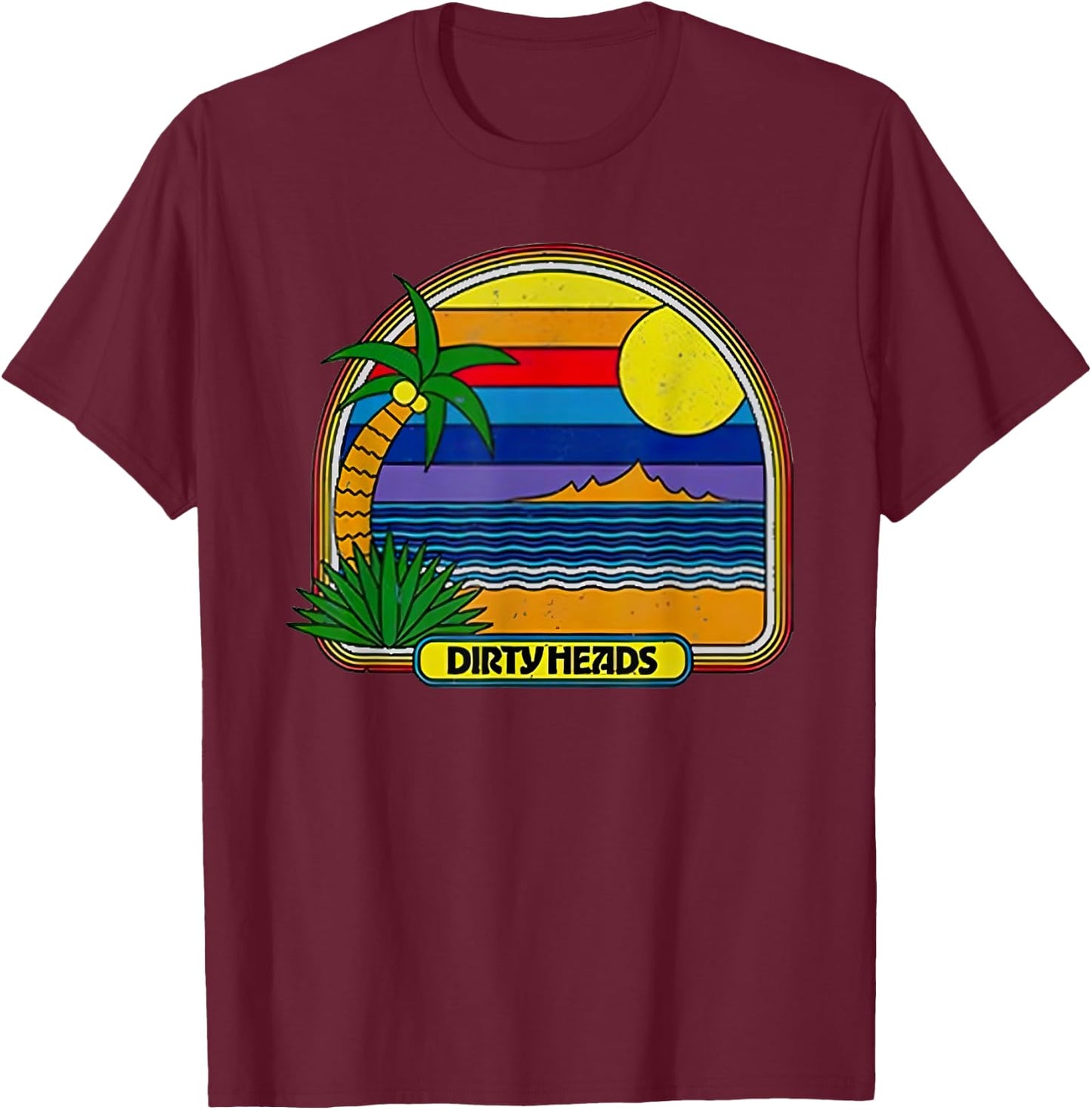 Dirty Heads Retro Beach T-Shirt - T-Shirt | Maroon