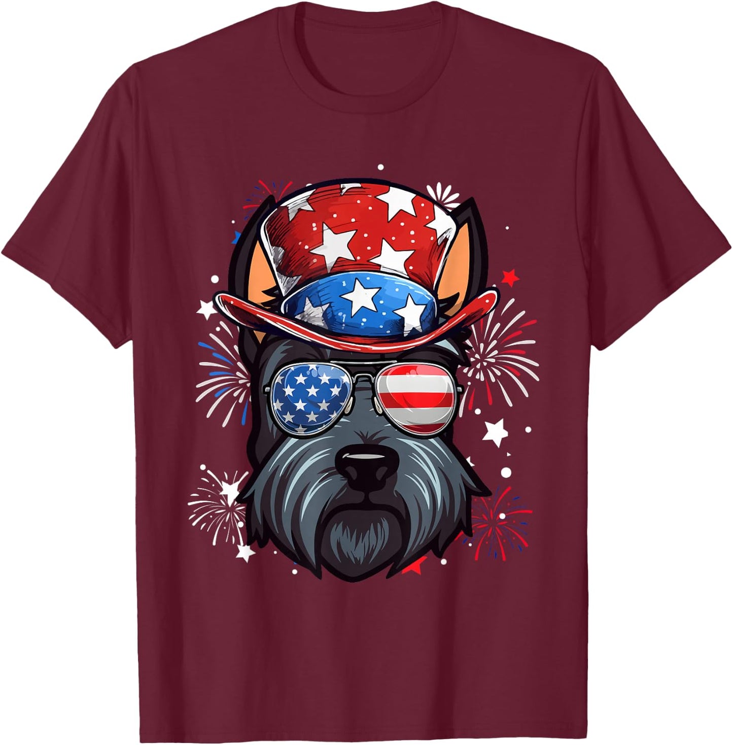 Scottish Terrier Patriotic USA Flag 4th Of July Dog Lover T-Shirt - T-Shirt | Maroon