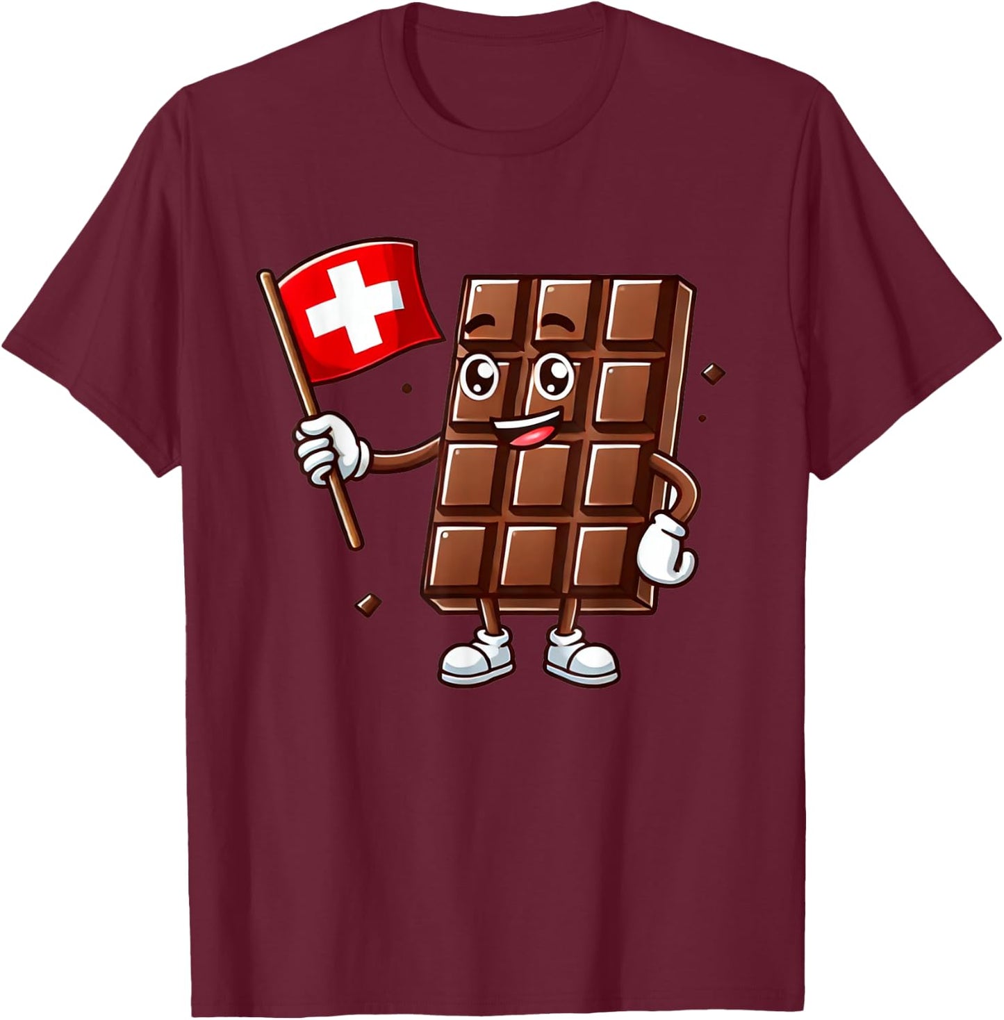Barre de chocolat mignonne avec drapeau suisse suisse bonbon T-Shirt - T-Shirt | Maroon