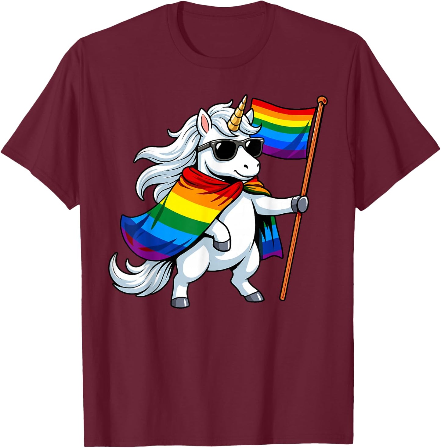 Einhorn-LGBTQ-Preismonat T-Shirt - T-Shirt | Maroon