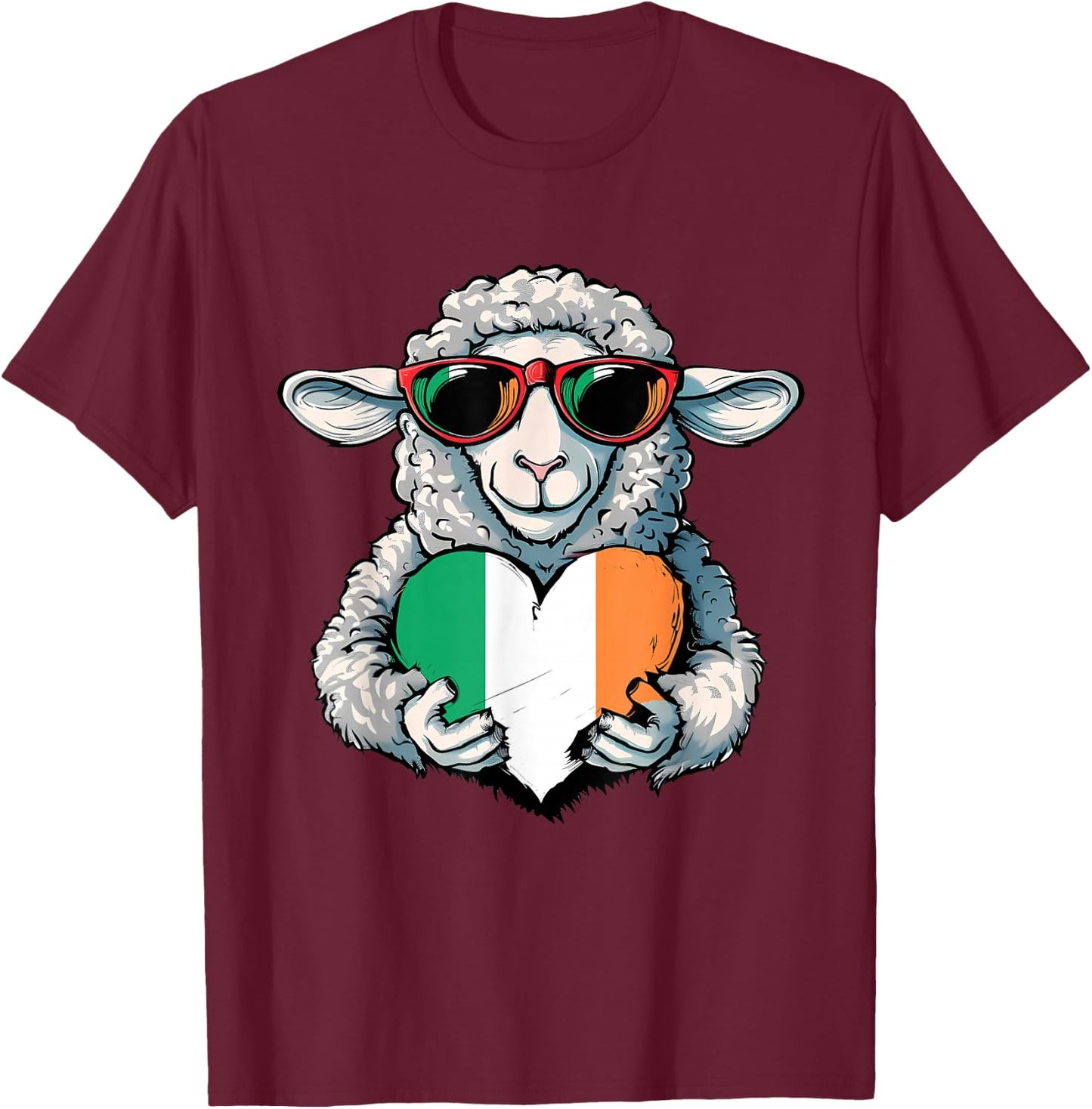 Irish Flag Ireland Heart Sheep Irish Roots Irish Pride T-Shirt - T-Shirt | Maroon