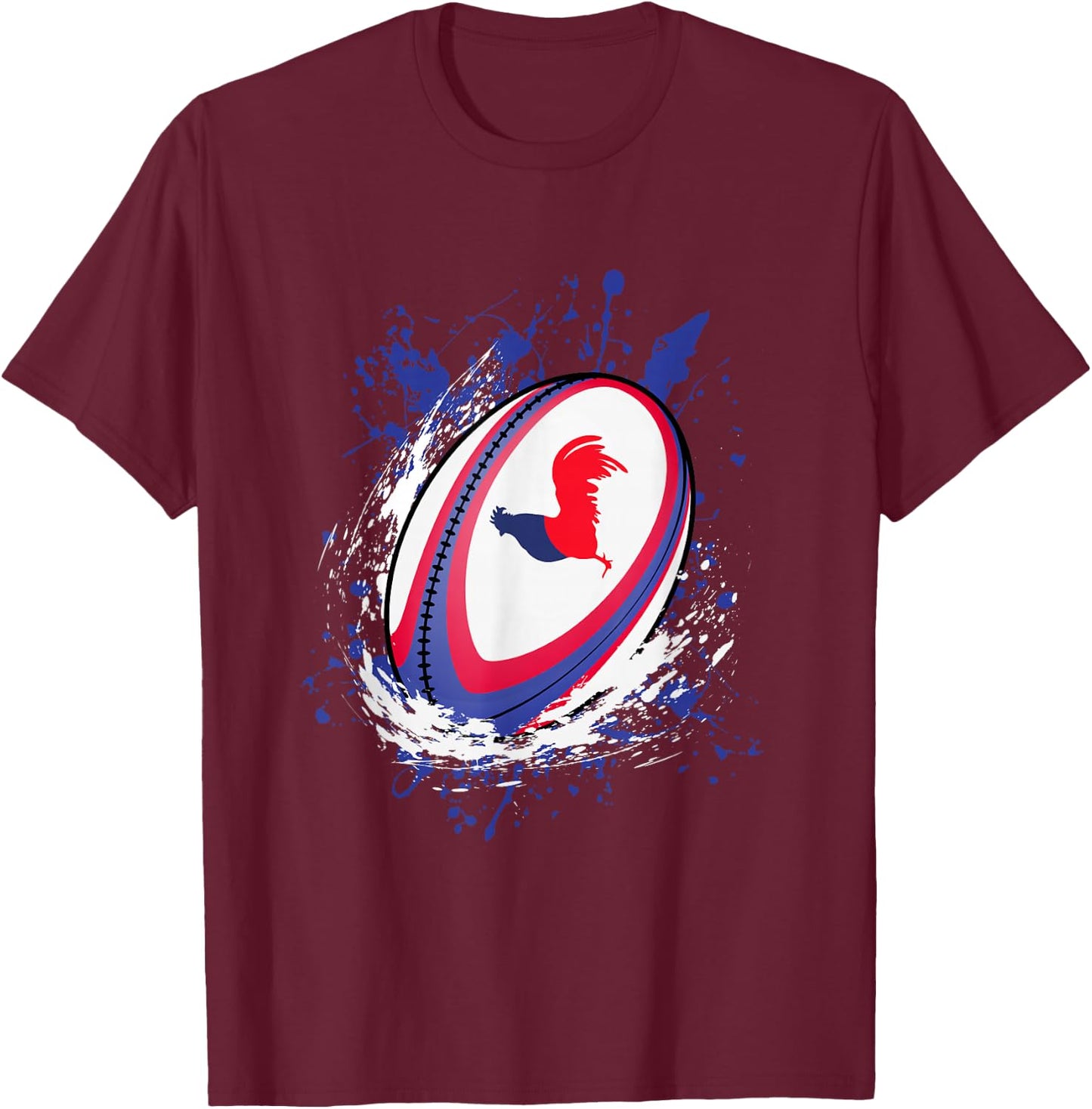 Rugby Shirt Player Child Man Flag Rooster Men Women T-Shirt - T-Shirt | Maroon