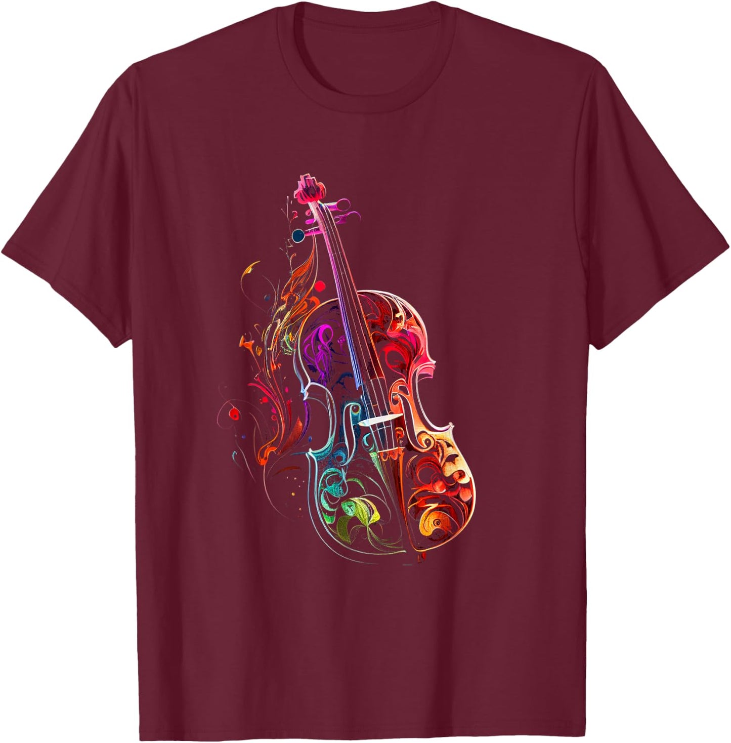 Geigen Farben Bunte Geige Violine Geschenk für Violinisten T-Shirt - T-Shirt | Maroon