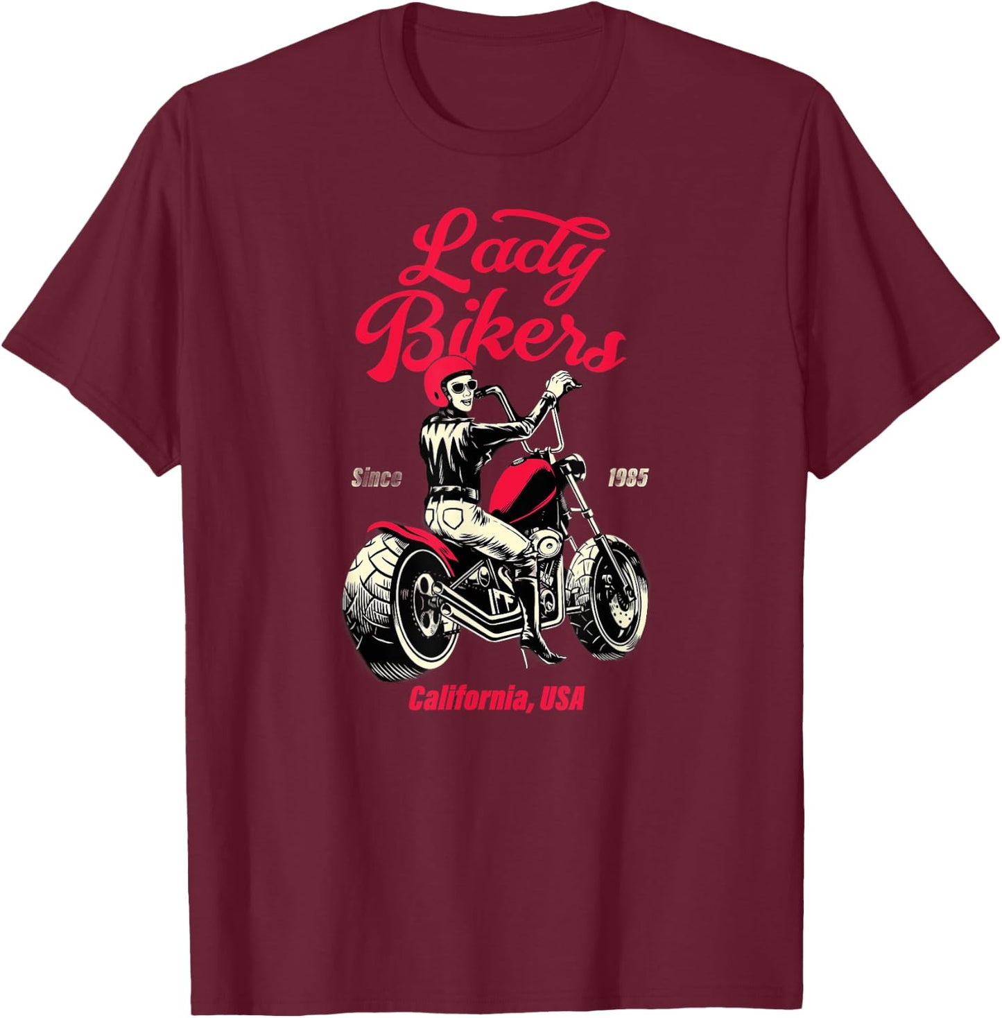 Bike Queen: Reiten wie ein Boss! Lady Biker Power T-Shirt - T-Shirt | Maroon