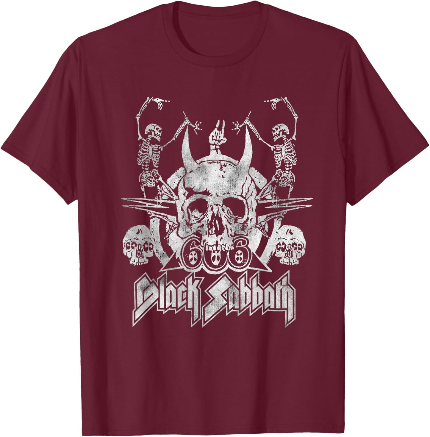 Black Sabbath 666 Skulls , black T-Shirt - T-Shirt | Maroon