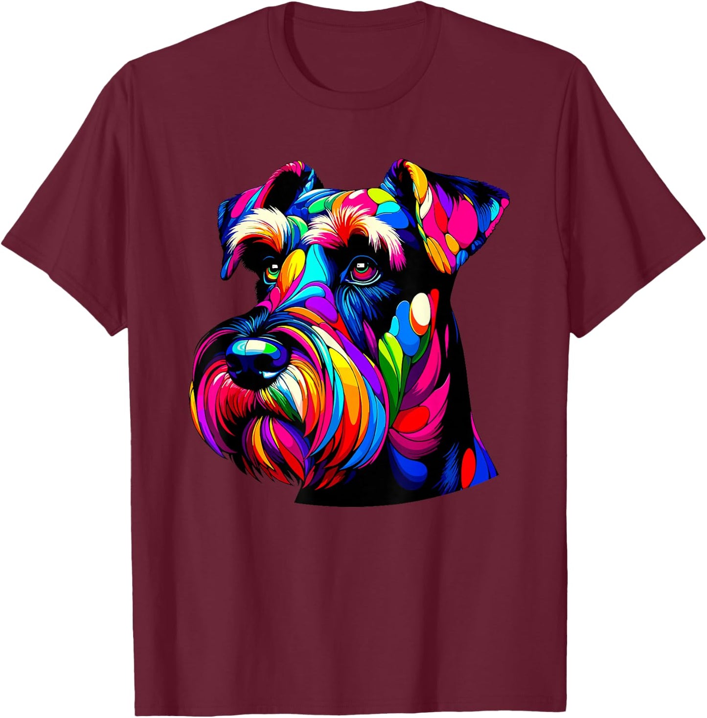 Colorful Pop Art Giant Schnauzer Schnauzers T-Shirt - T-Shirt | Maroon
