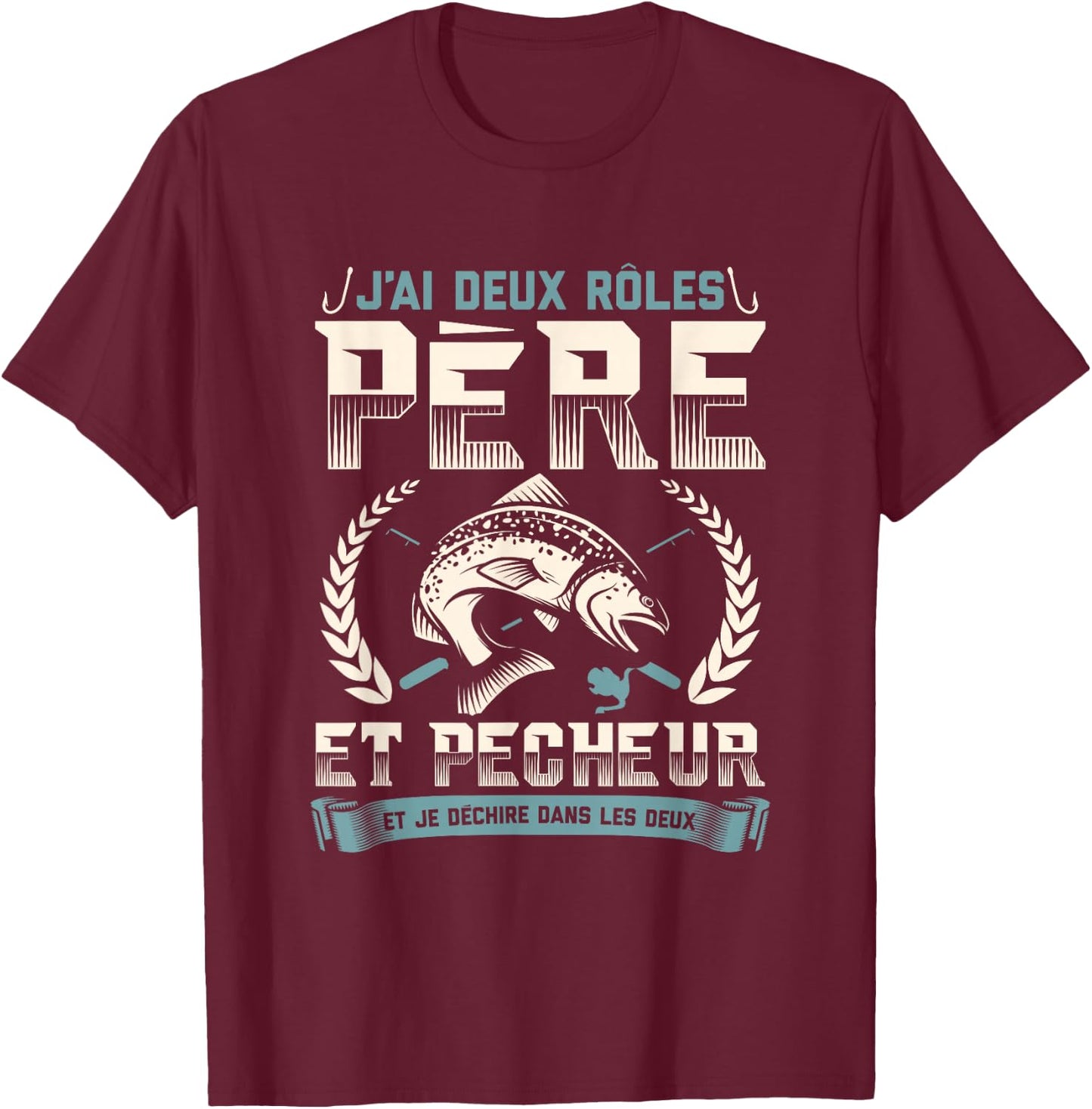 Fisherman Shirt Dad Fisherman Gift Guy Fisherman , Black T-Shirt - T-Shirt | Maroon