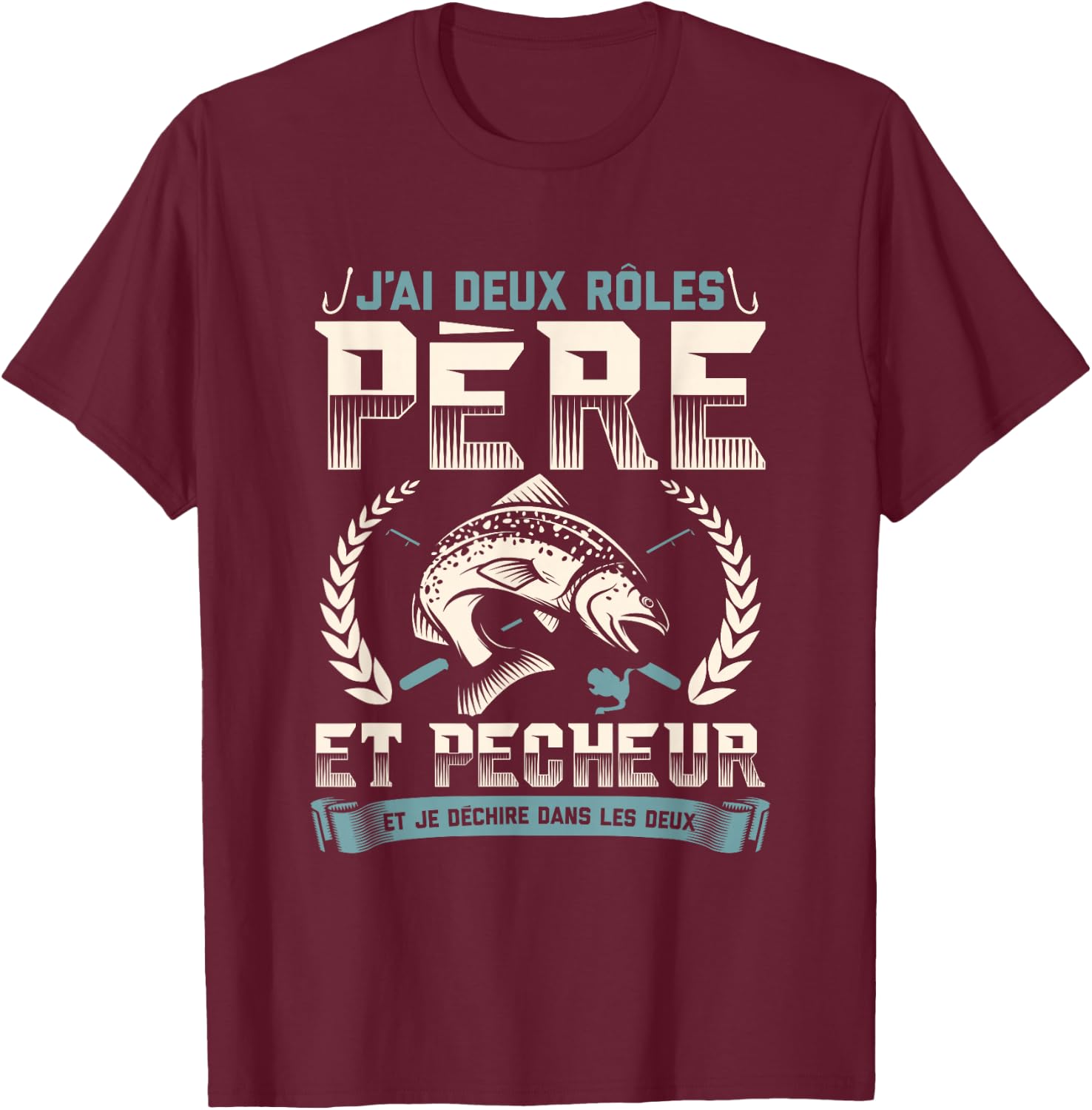 Fisherman Shirt Dad Fisherman Gift Guy Fisherman , Black T-Shirt - T-Shirt | Maroon