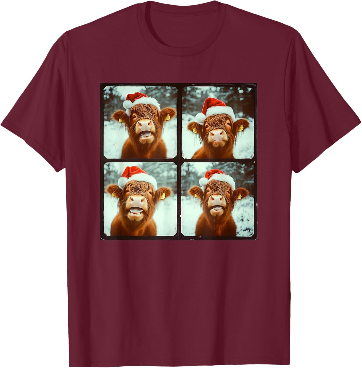 Love Cows Xmas Cow Lover Winter Highland Cow Christmas T-Shirt - T-Shirt | Maroon
