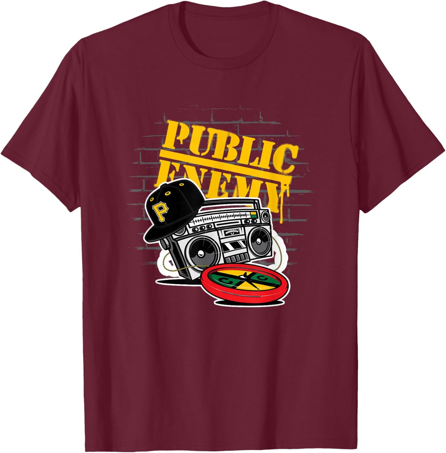 Public Enemy Boom Box | 1990er Vintage Legends T-Shirt - T-Shirt | Maroon