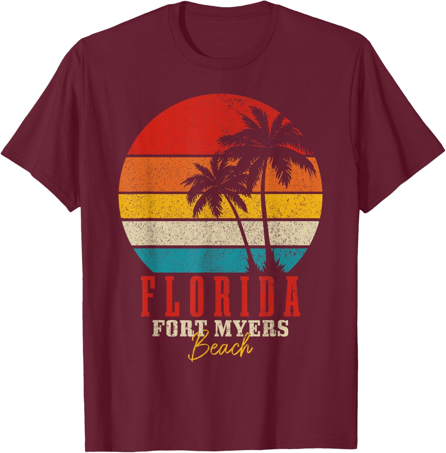 Fort Myers Beach Florida Vintage USA America Souvenir T-Shirt - T-Shirt | Maroon
