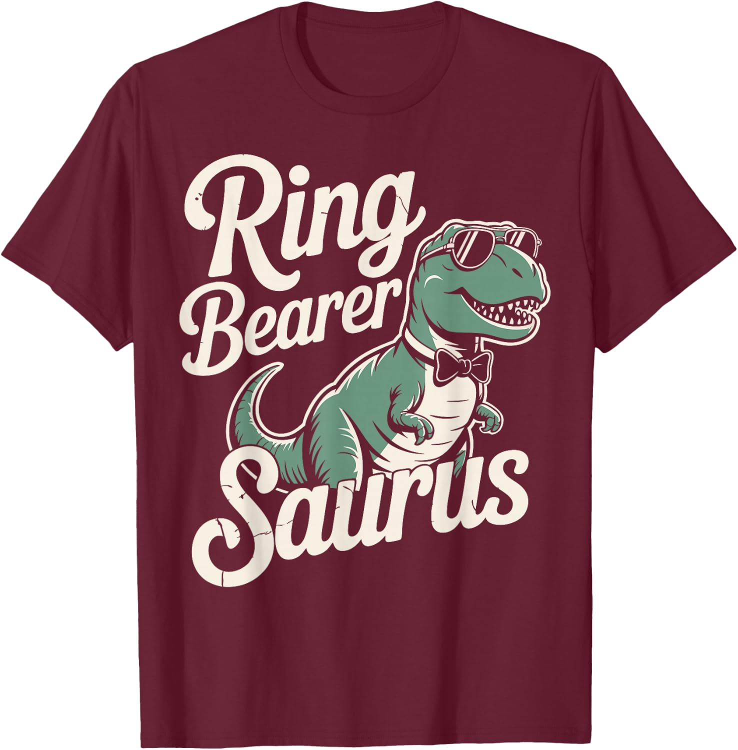 Ring Guy Wedding Party T-Rex Ring Dude T-Shirt - T-Shirt | Maroon