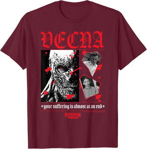 Stranger Things Vecna Henry Creel Gothic Suffering Quote , black T-Shirt - T-Shirt | Maroon