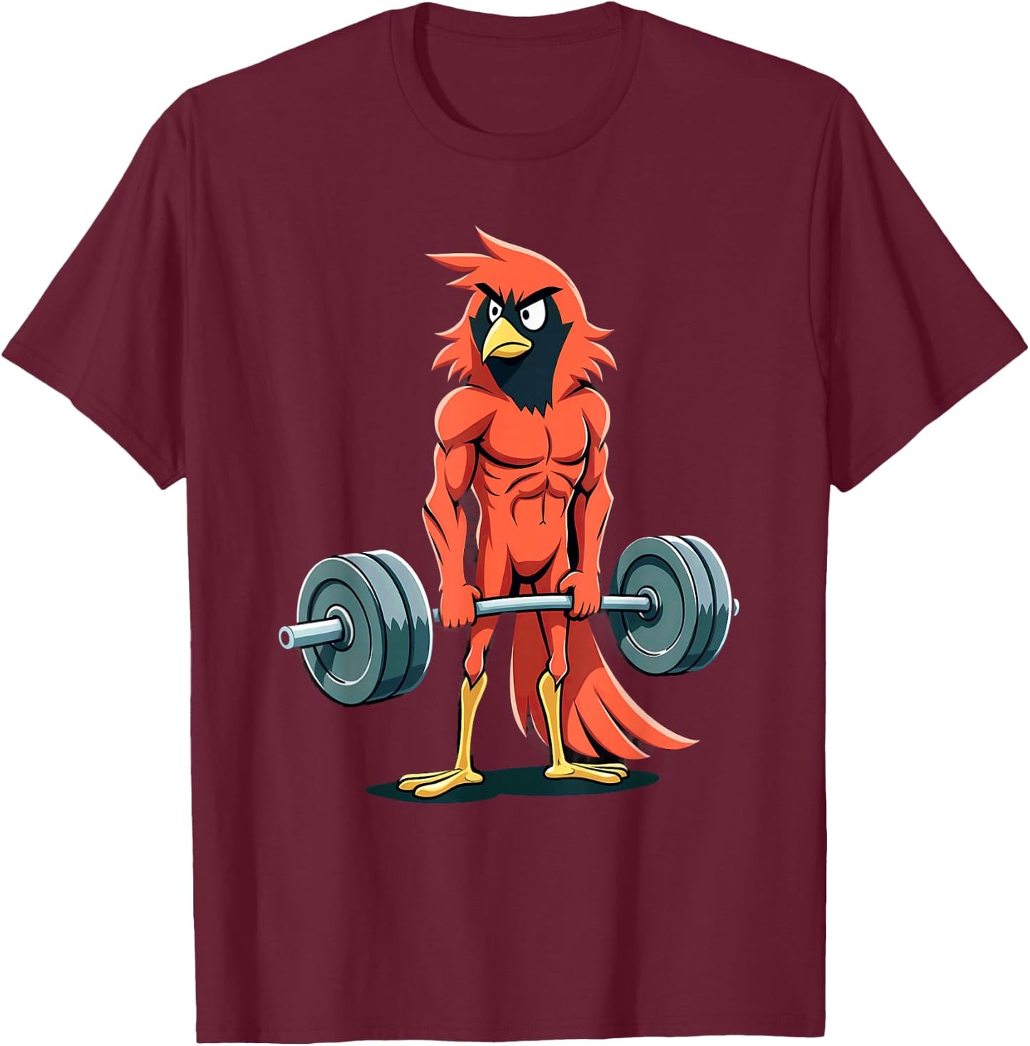 Workout Gym Cardinal Deadlift Weightlifting T-Shirt - T-Shirt | Maroon