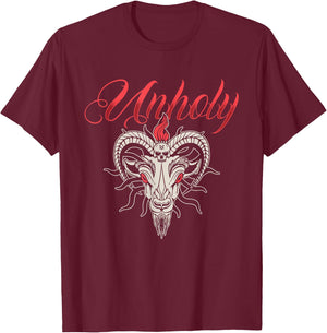 Unholy | Goat Hell | Satan Demon T-Shirt - T-Shirt | Maroon
