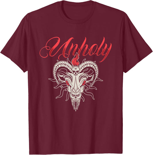 Unholy | Goat Hell | Satan Demon T-Shirt - T-Shirt | Maroon