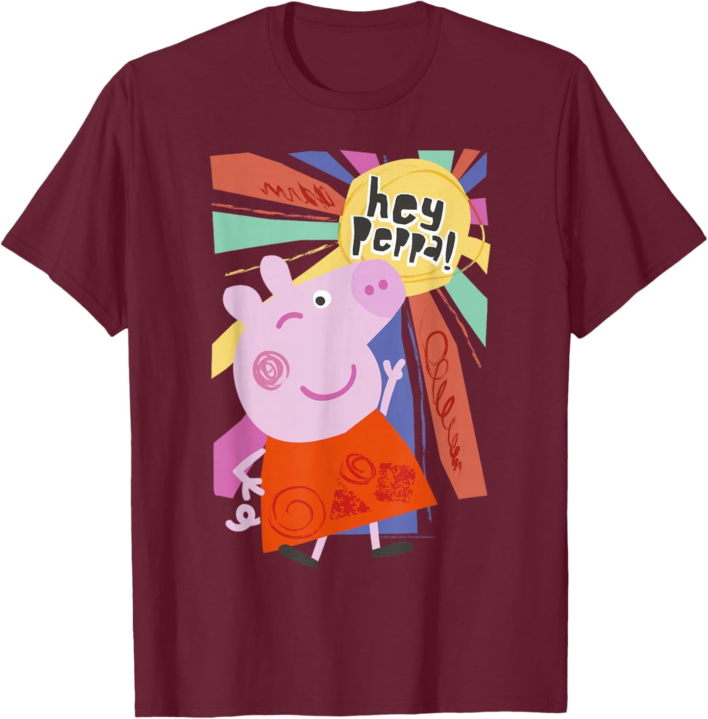 Peppa Pig Hey Peppa Colorful Sunshine Striking Pose Portrait T-Shirt - T-Shirt | Maroon