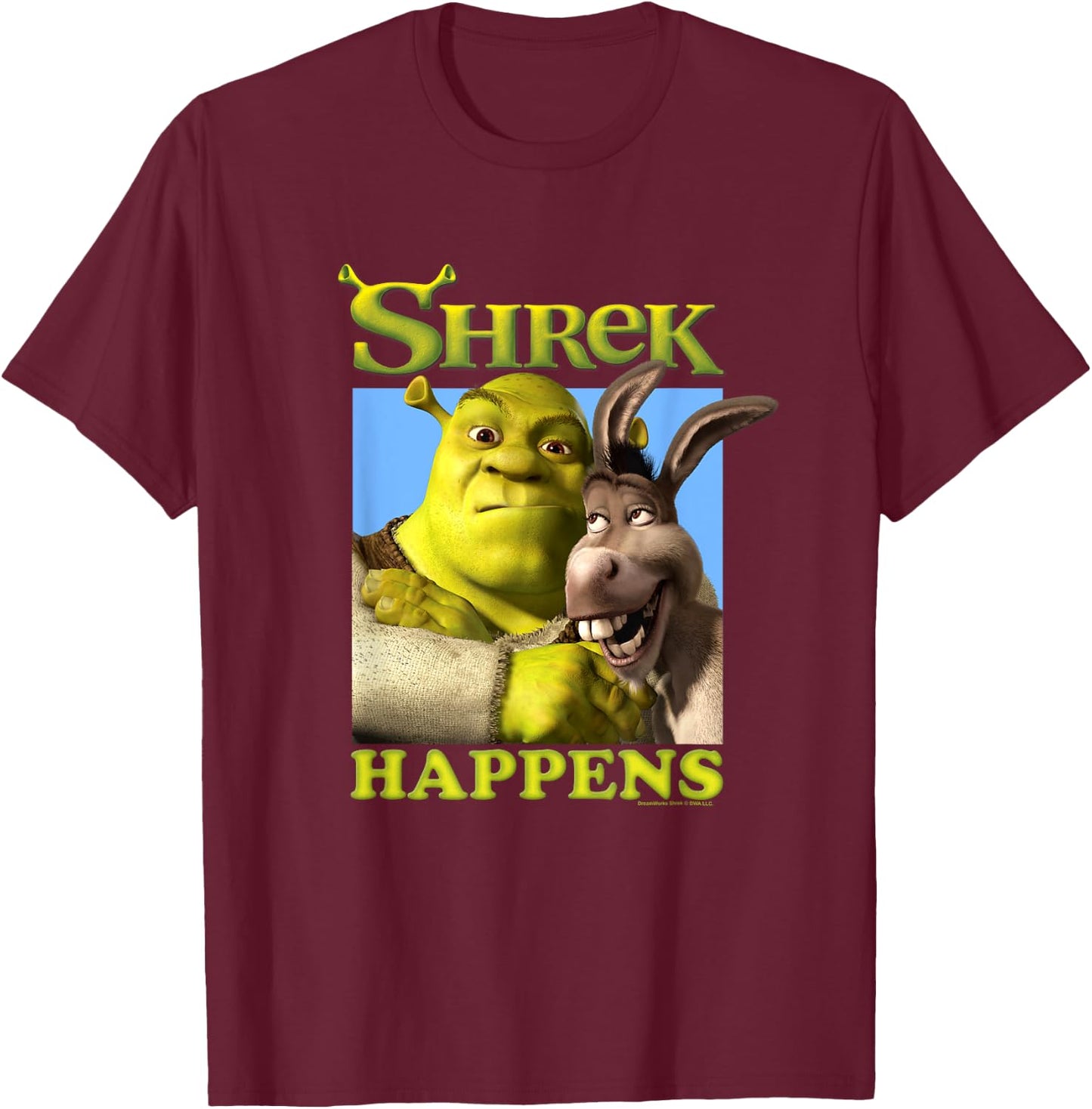 Shrek Happens Donkey Shrek Best Friends Big Chest Poster , black T-Shirt - T-Shirt | Maroon