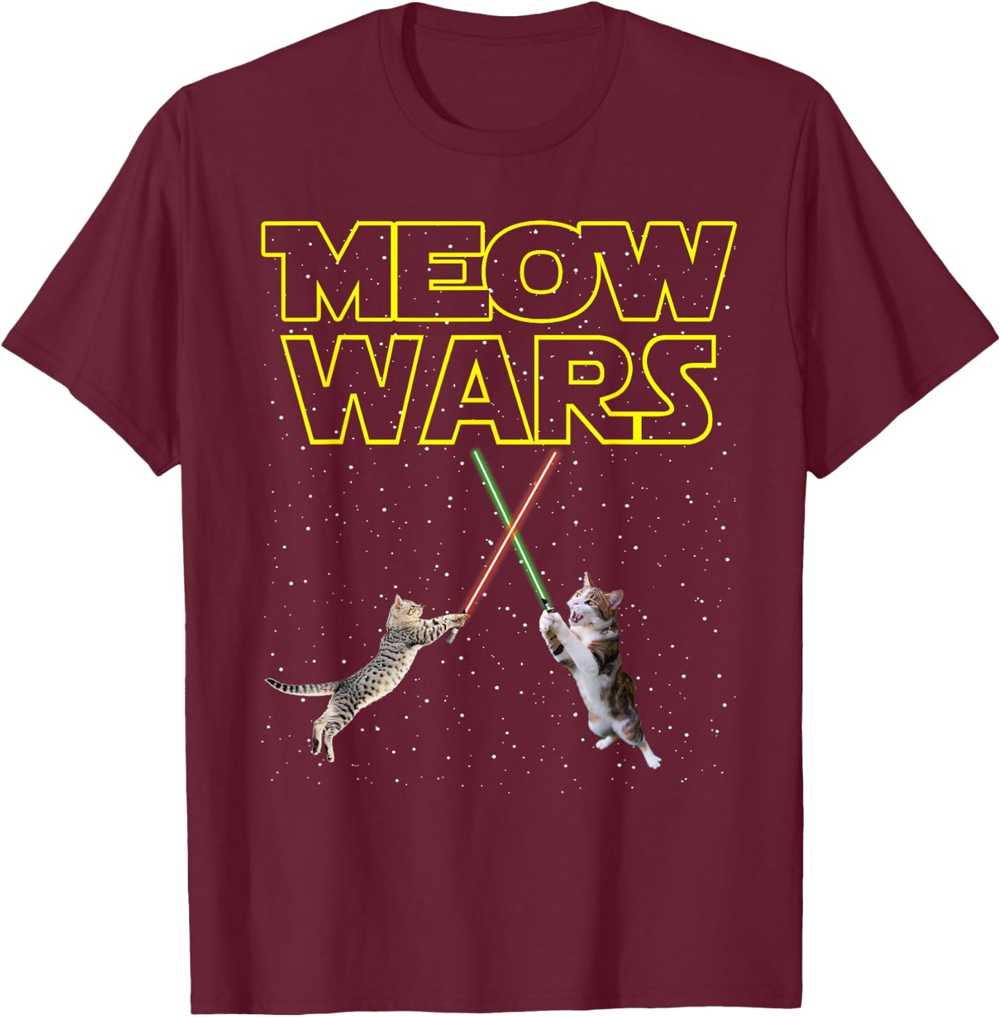 Meow Wars Cat - Funny Gifts For Cats Lovers T-Shirt - T-Shirt | Maroon