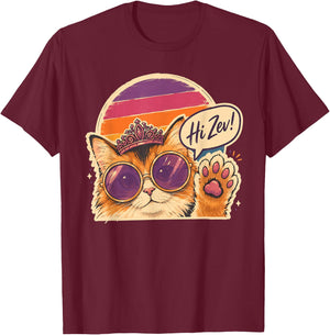 Cat Princess Retro Sunset Sunglasses Crown T-Shirt - T-Shirt | Maroon