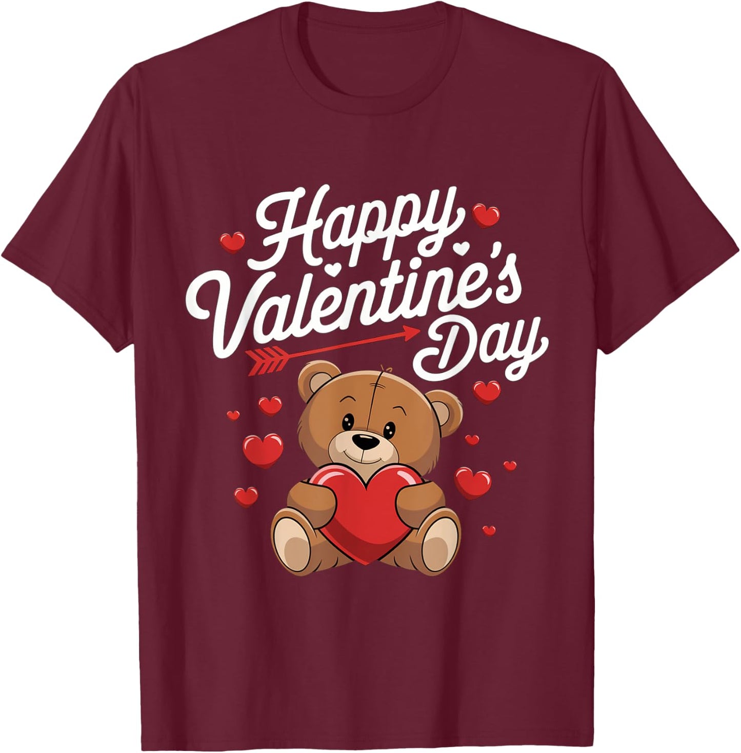 Happy Valentines Day Shirts Women Cute Valentine T-Shirt - T-Shirt | Maroon