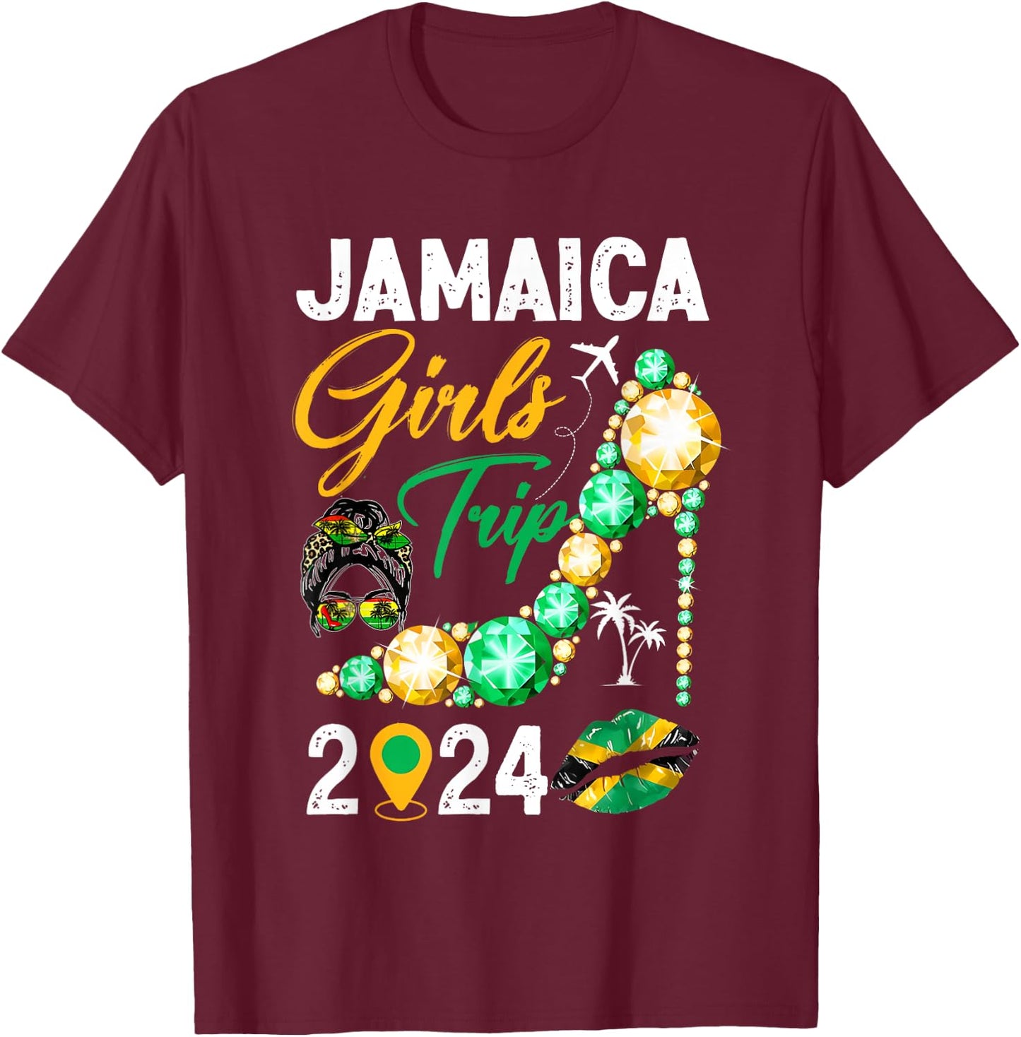 Girls Trip Jamaica 2024 Weekend Summer Vacation Trip T-Shirt - T-Shirt | Maroon