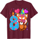 Red Panda 8th Birthday I'm 8 Years Old Girls Birthday Party T-Shirt - T-Shirt | Maroon