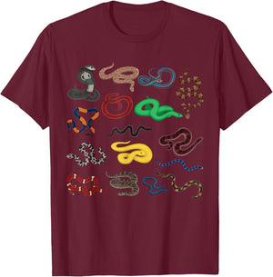 Types Of Snakes Herpetologist Kids Boys Girls Educational T-Shirt - T-Shirt | Maroon