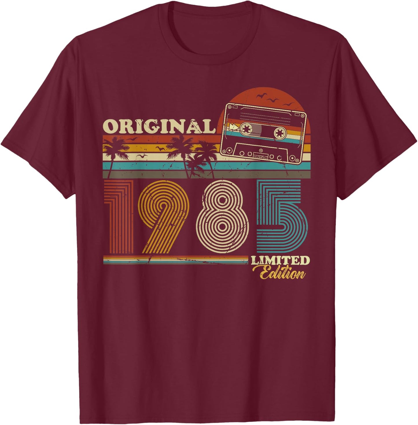 1985 Vintage Birthday Retro Vintage Men Women Gift , black T-Shirt - T-Shirt | Maroon
