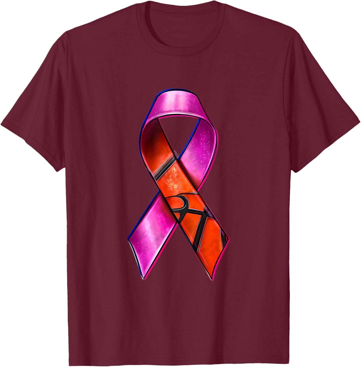 Basketball Pink Ribbon Breast Cancer Awareness Supporter T-Shirt - T-Shirt | Maroon