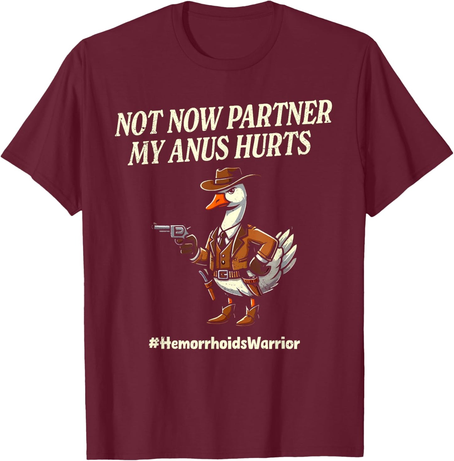 Funny Hemorrhoid Survivor Hemorrhoid Conqueror T-Shirt - T-Shirt | Maroon
