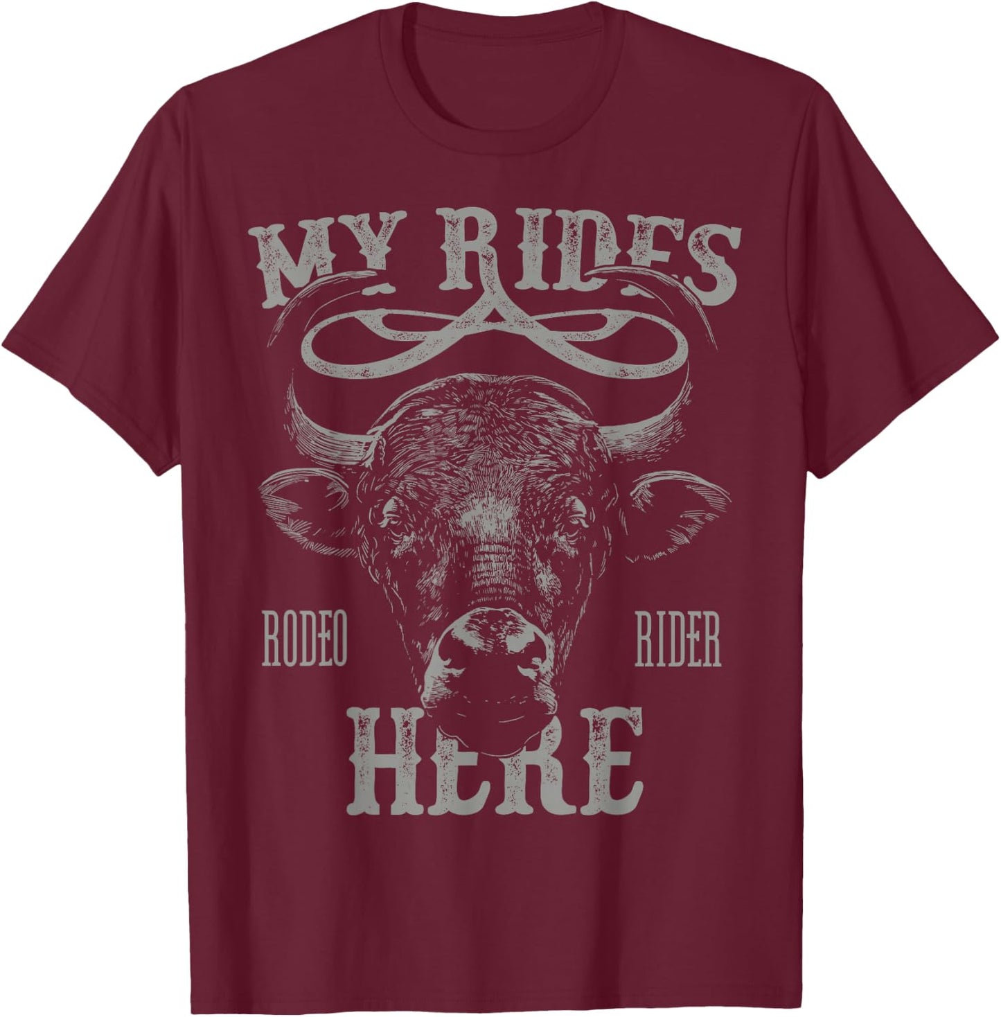 PBR Rodeo Bull Riders Cowboys Western Ranch , black, s T-Shirt - T-Shirt | Maroon