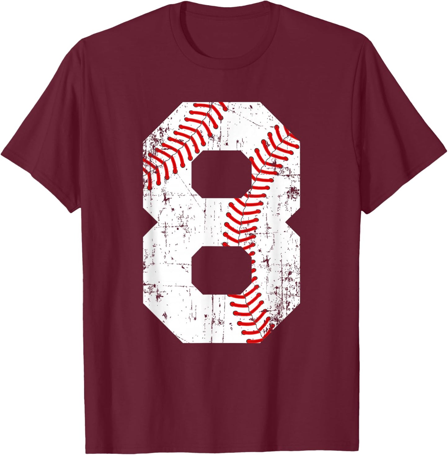 Vintage Baseball 8 Jersey Number T-Shirt - T-Shirt | Maroon