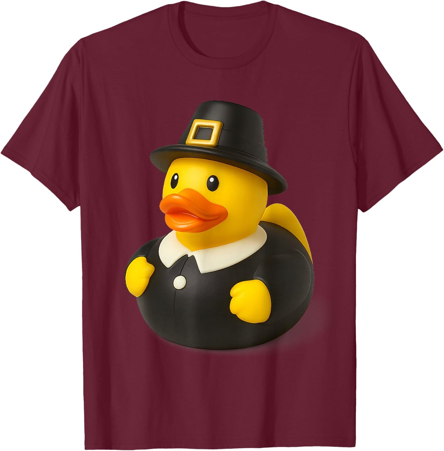 Rubber Duck Pilgrim Thanksgiving Ducky Men Women Kids T-Shirt - T-Shirt | Maroon
