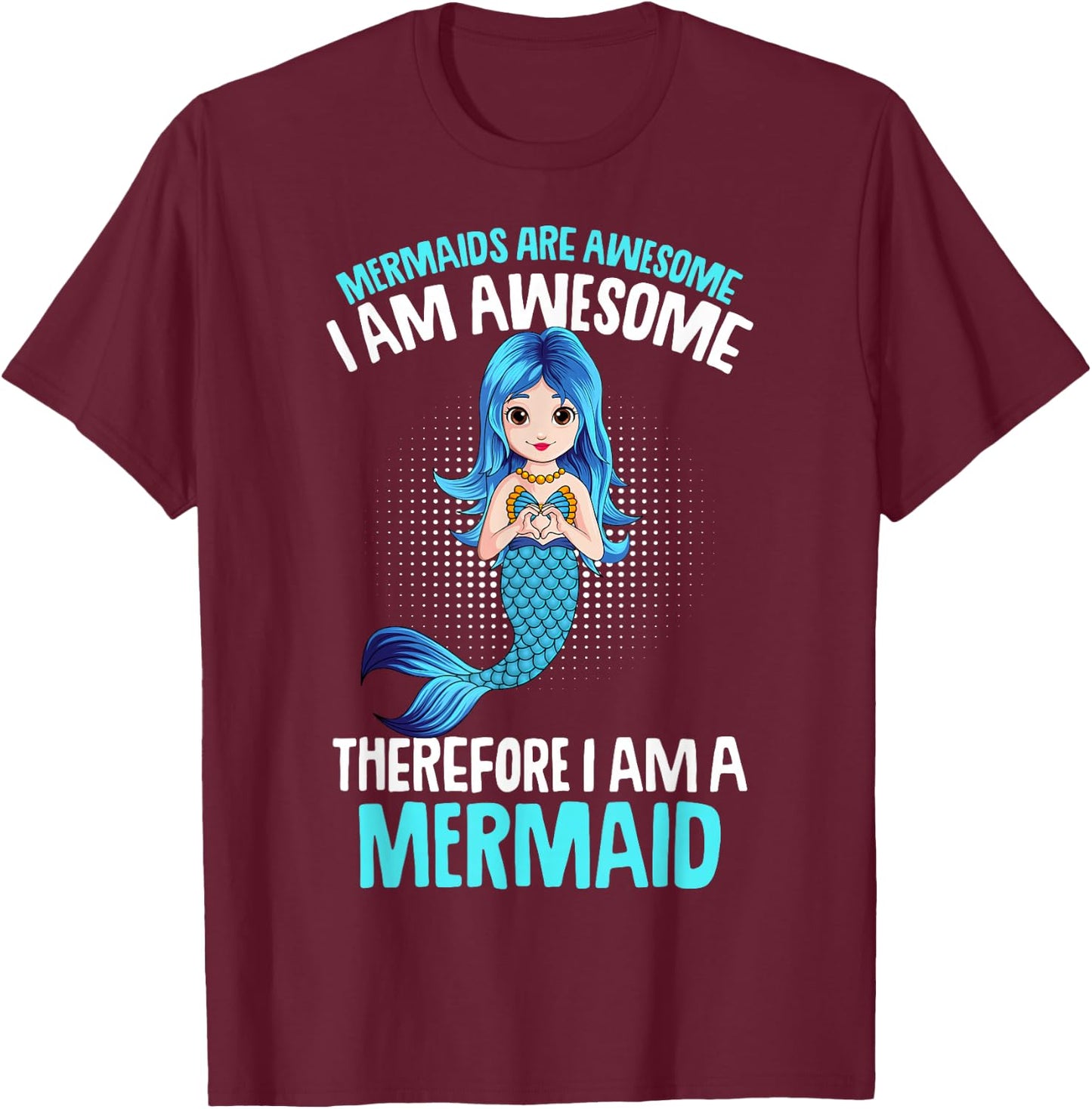 Mermaid Girls Women Kids T-Shirt - T-Shirt | Maroon