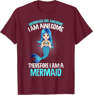 Mermaid Girls Women Kids T-Shirt - T-Shirt | Maroon