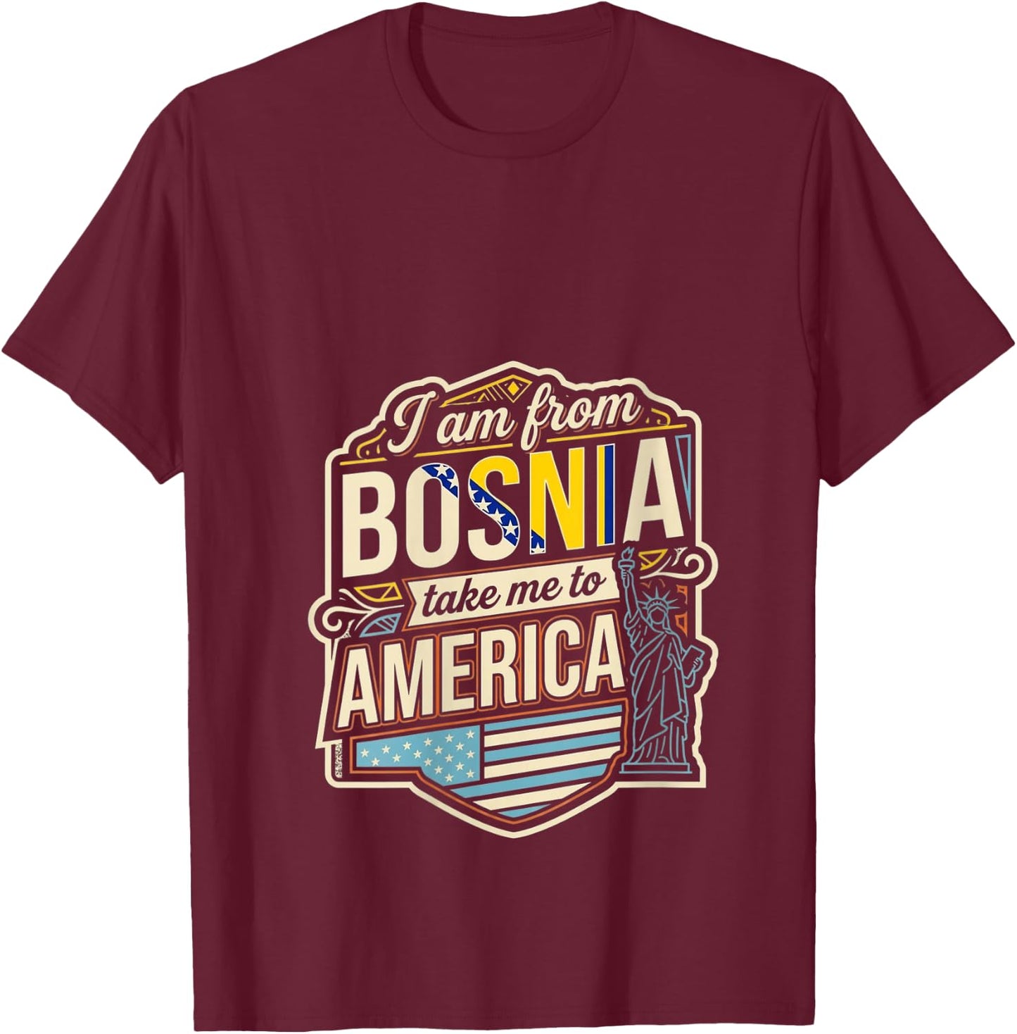 Women's I Am from Bosnia Take Me to America V-Neck T-Shirt - T-Shirt | Maroon