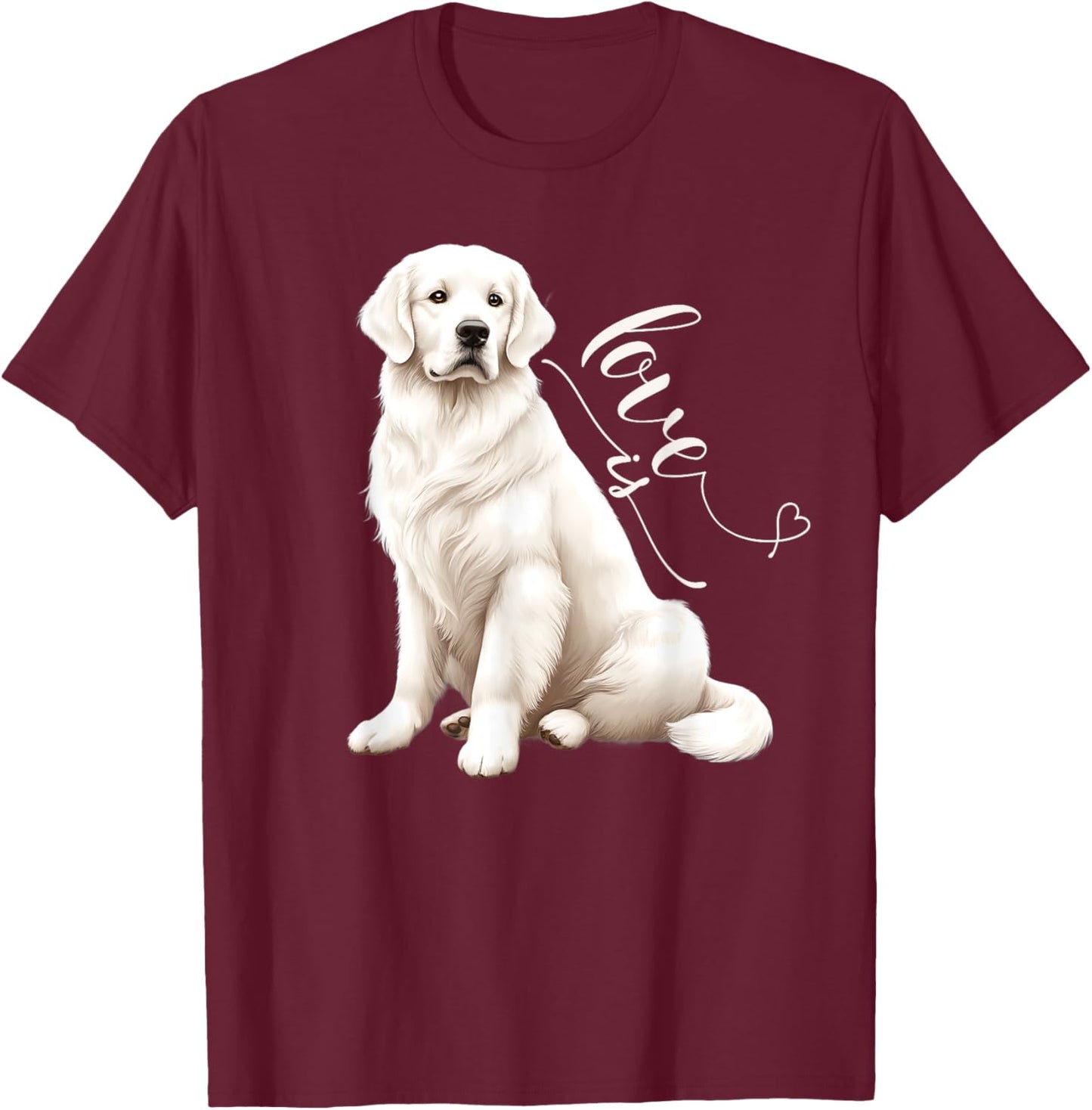English Cream Golden Retriever Gifts, Cute White Puppy Love T-Shirt - T-Shirt | Maroon