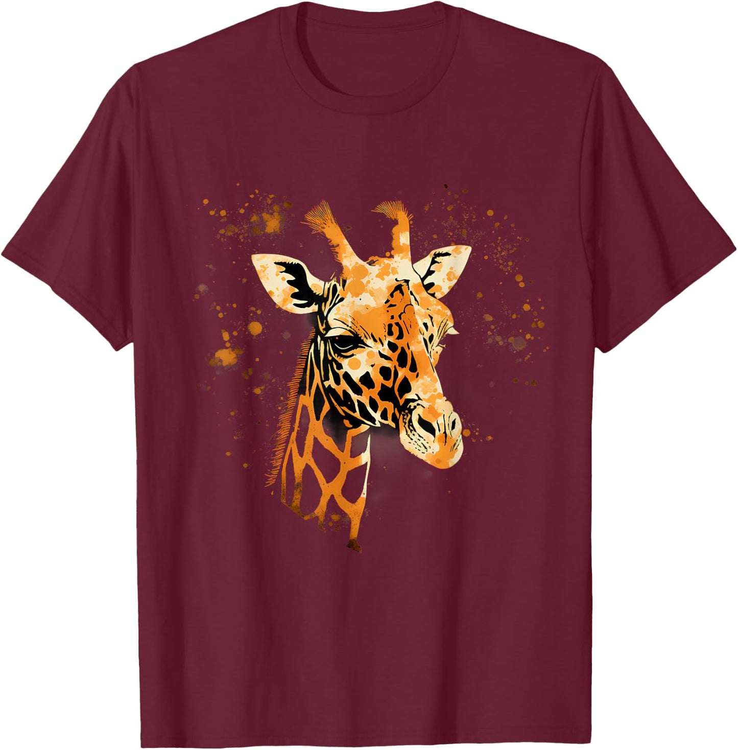 Giraffe, Tierporträt, Nature Splash, Kunstwerk Savanne T-Shirt - T-Shirt | Maroon