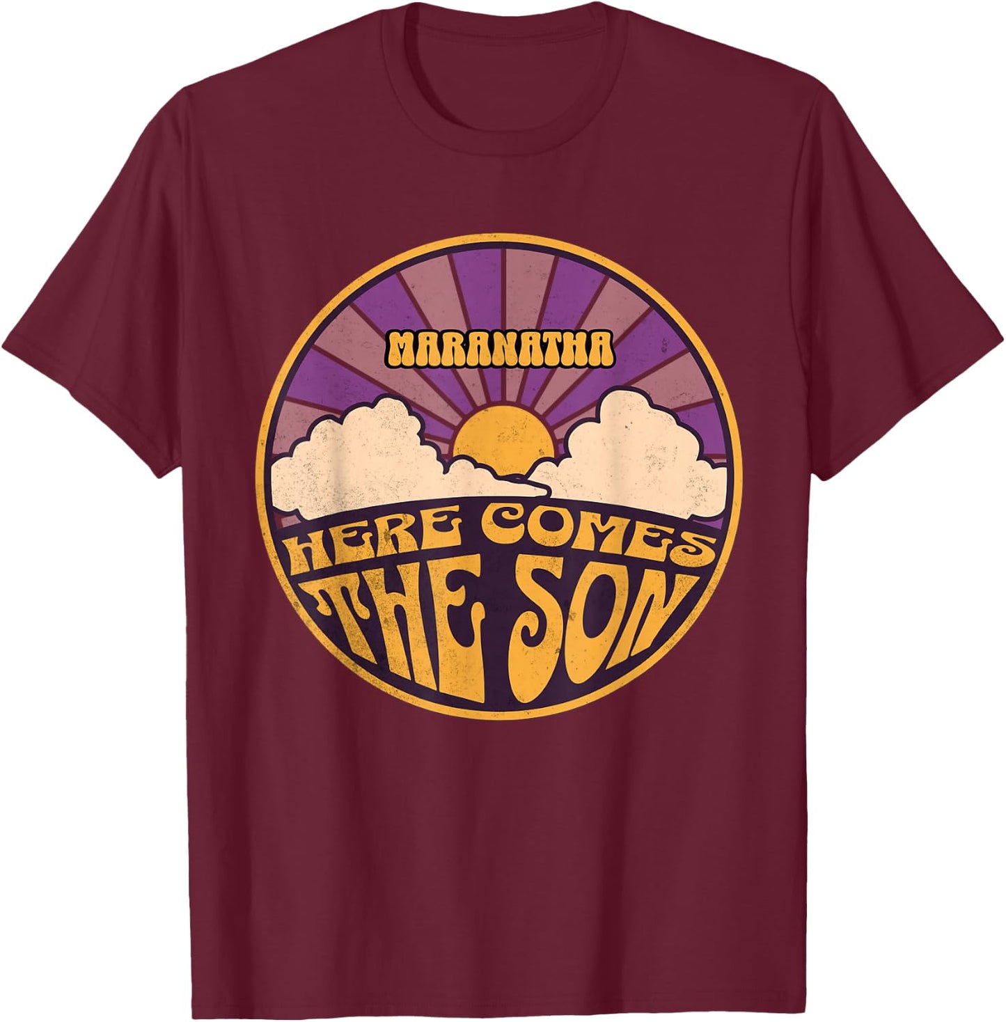 Maranatha: Hier kommt der Sohn Jesus, Revolution, Menschen, Ostern T-Shirt - T-Shirt | Maroon